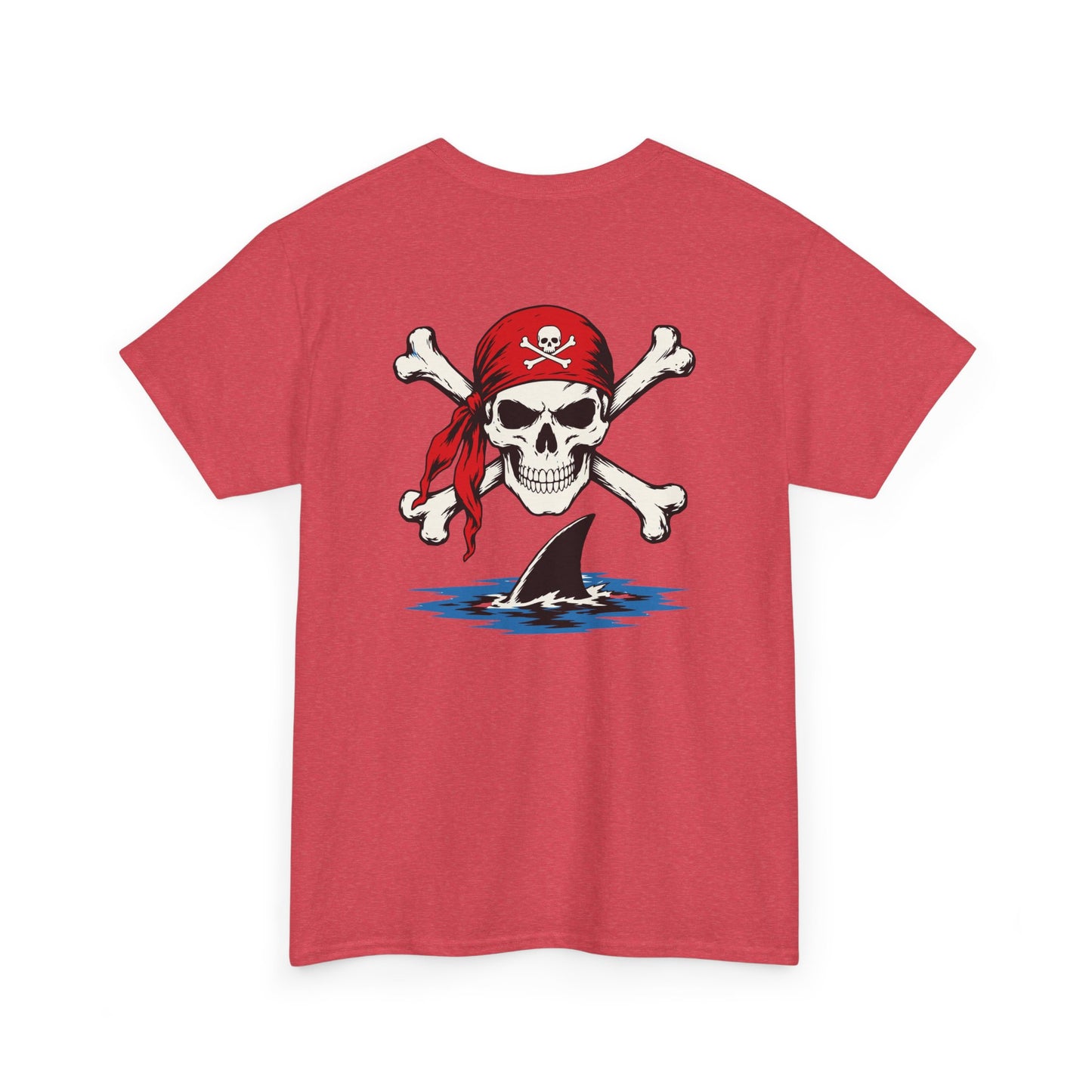 Pirate Skull & Shark Fin T-Shirt — Nautical Skull Crossbones Tee