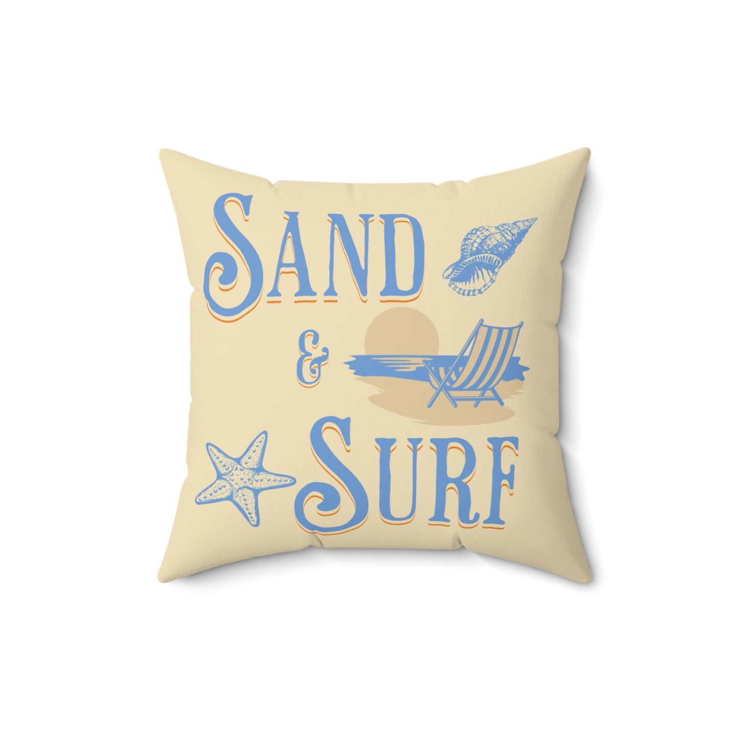 Blue Sand and Surf Spun Polyester Square Pillow Caribbean Rays