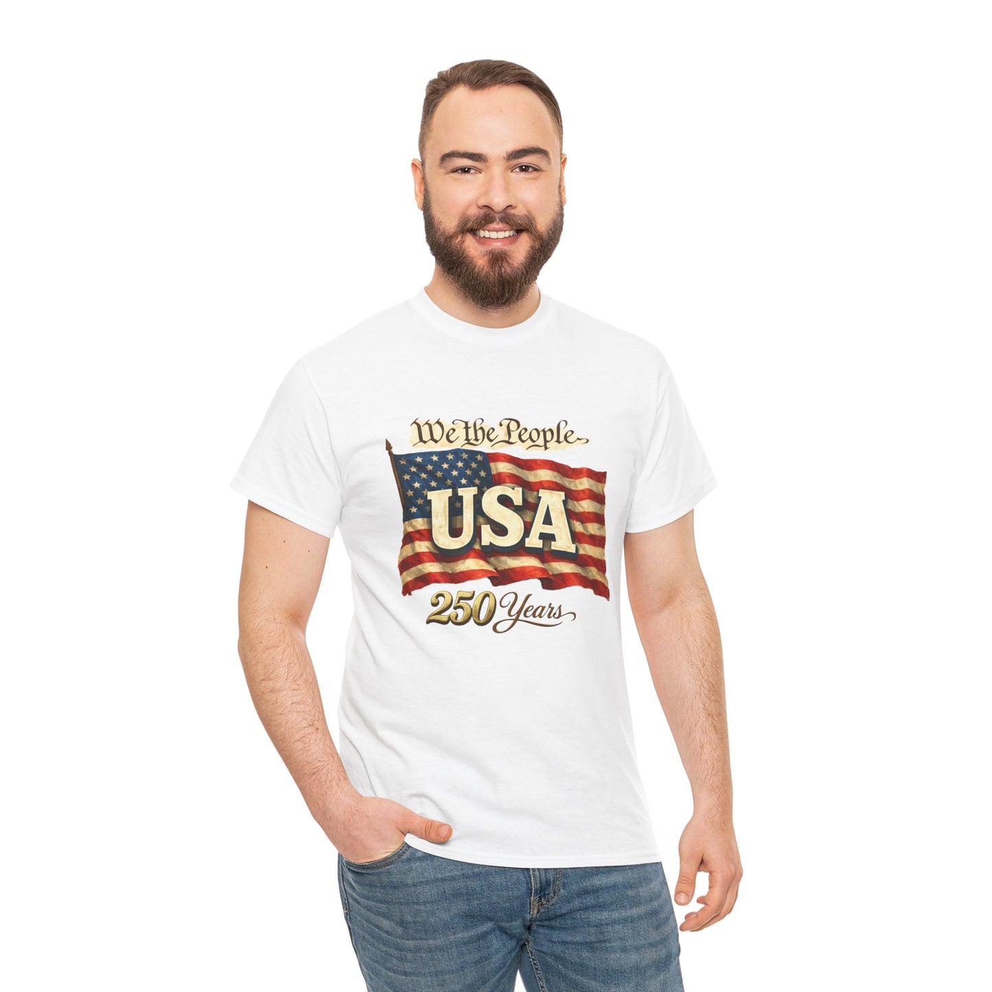 USA 250 Years Vintage Flag T-Shirt — "We the People" Patriotic Tee