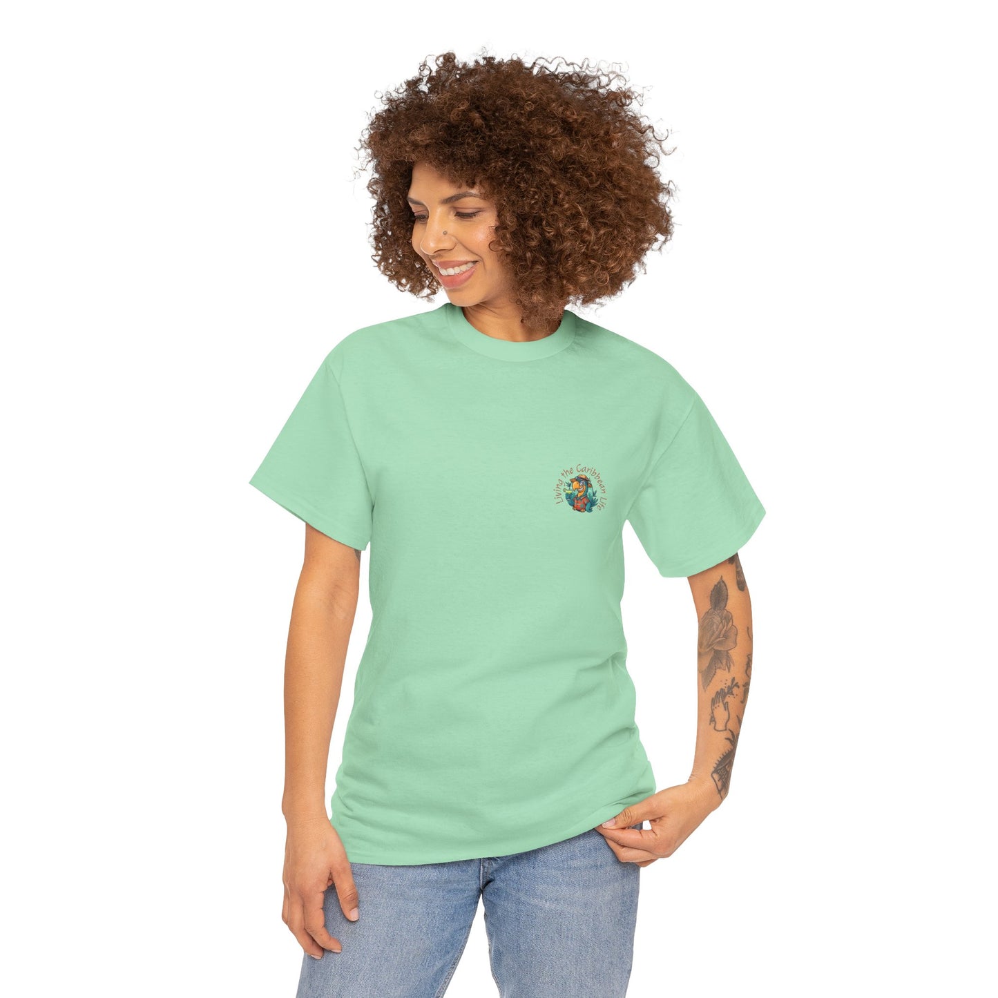 "Living the Caribbean Life" Parrot Vacation Tee