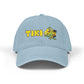 Light blue cap with 'TIKI' and a cartoon character on a white background