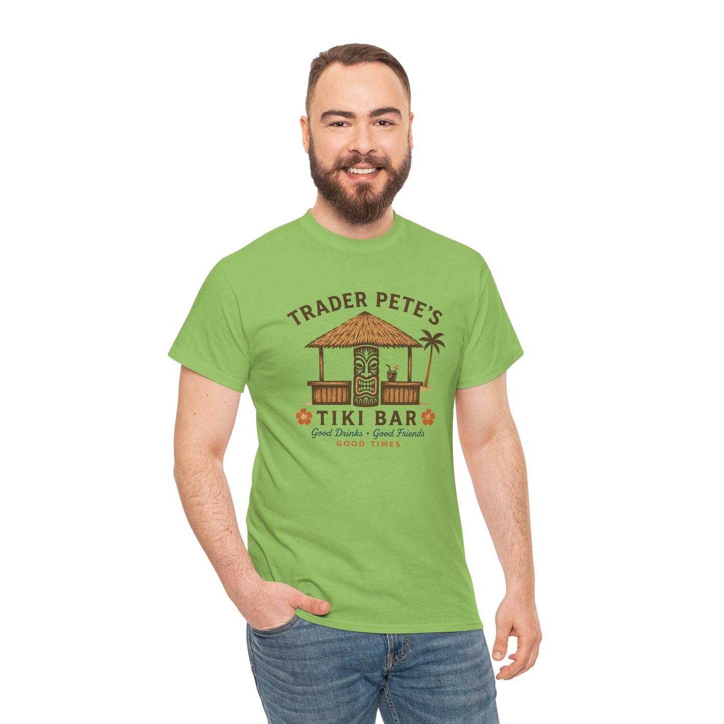 Trader Pete's Tiki Bar Tee — Retro Tropical Vacation Shirt
