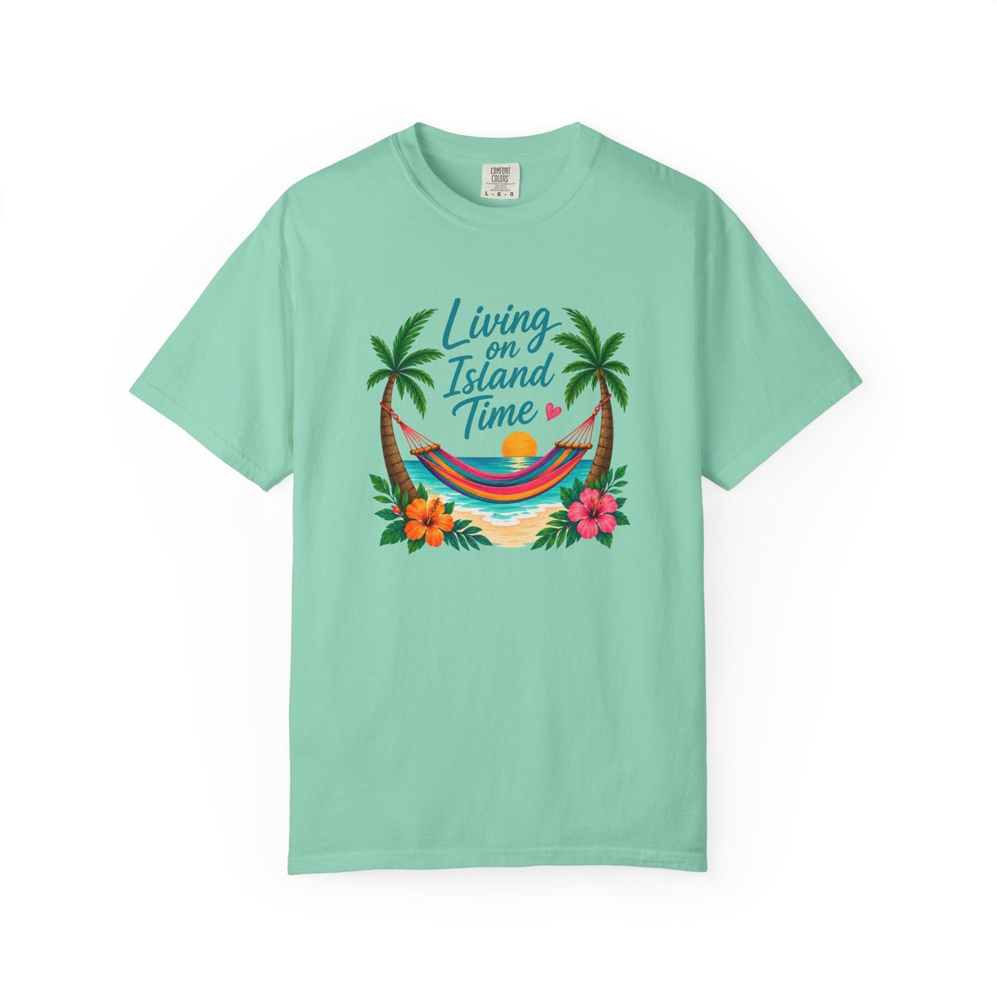 Island Time T-Shirt — "Living on Island Time" Tropical Hammock Tee