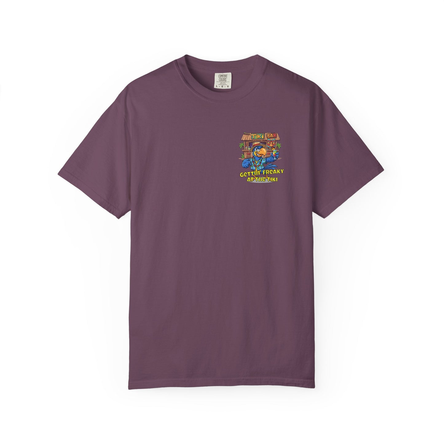 Gettin' Freaky at the Tiki Dancing Parrot Comfort Colors T-shirt