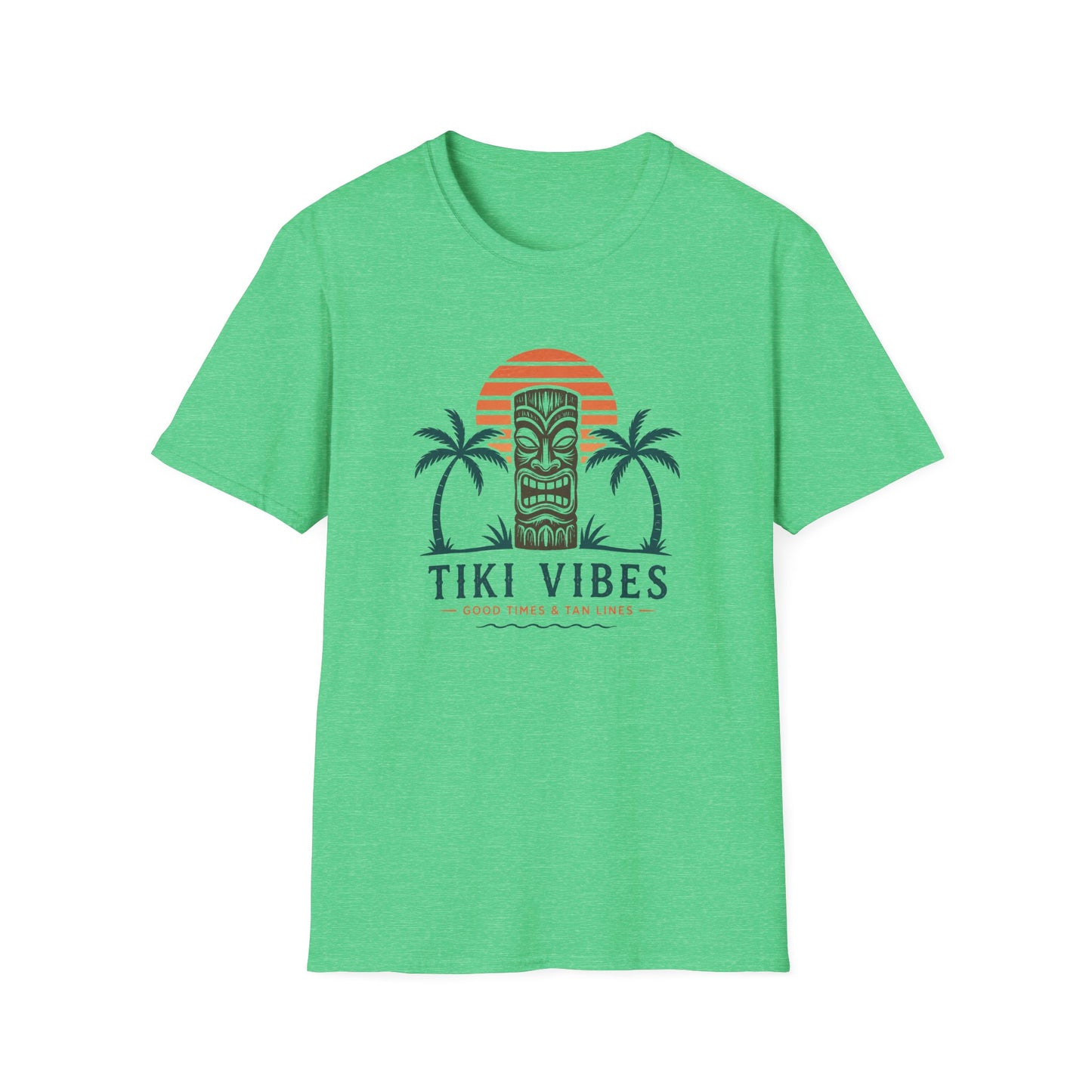 Tiki Vibes Sunset Tee (Palm Trees & Tiki Mask)
