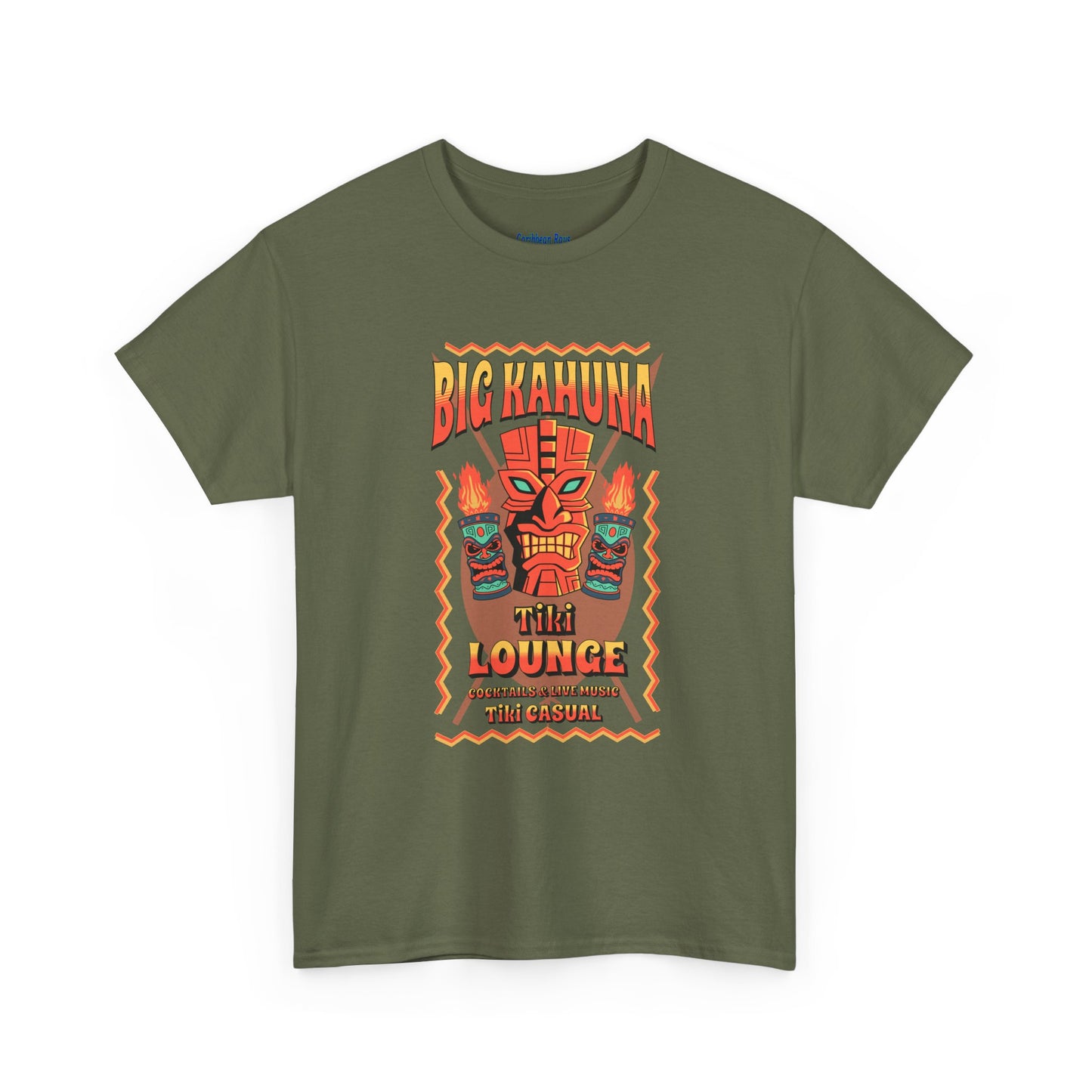 Big Kahuna Tiki Lounge Tee – Heavy Cotton Graphic Unisex T-Shirt at Caribbean Rays