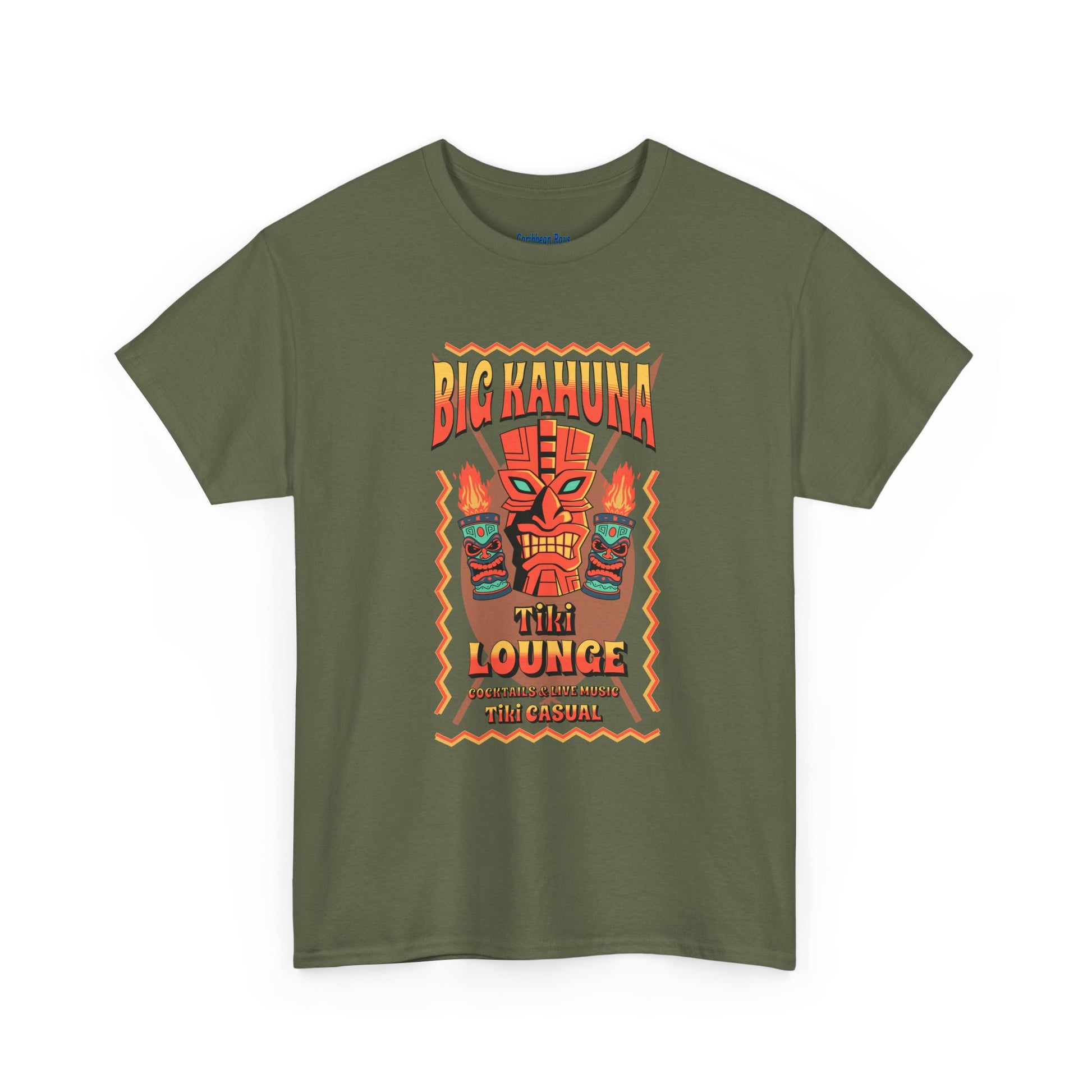 Big Kahuna Tiki Lounge Tee – Heavy Cotton Graphic Unisex T-Shirt at Caribbean Rays