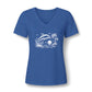 Dolphin Beach Sunset Graphic-Women’s V‑Neck Tee