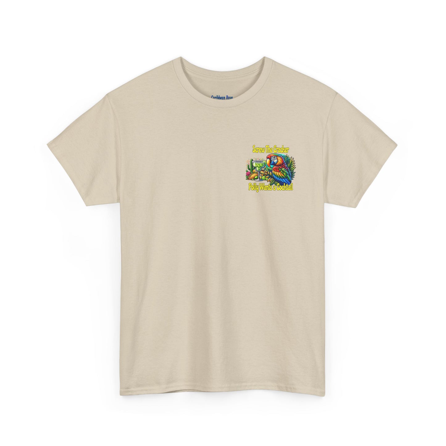 Cocktail Parrot Tee - Fun Retro Style, Unisex  Heavy Cotton T-Shirt,