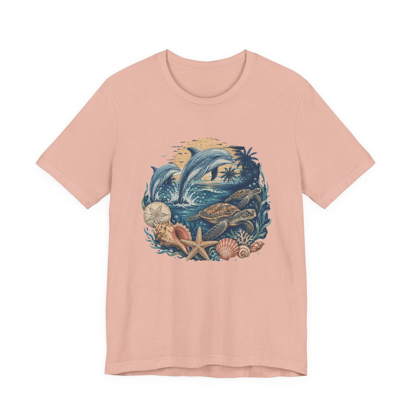 Ocean Life Tee — Vintage Dolphin & Seashell Beach Shirt