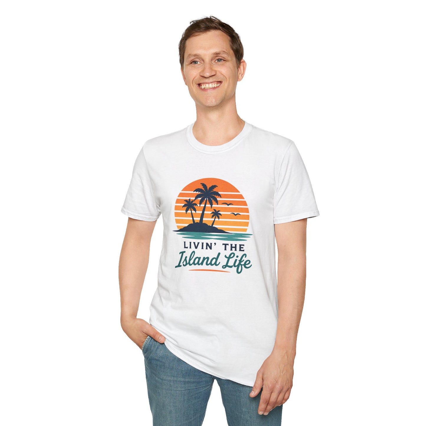 Island Life T-Shirt — "Livin' The Island Life" Retro Palm Sunset Tee