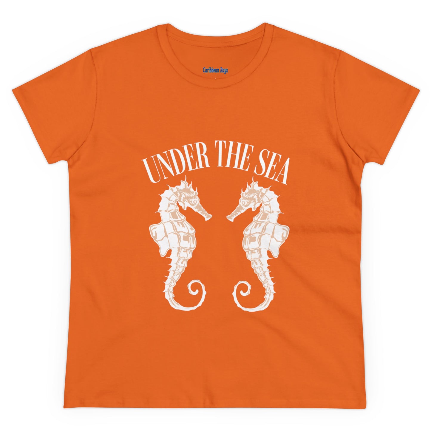 Under The Sea Seahorse Women's Midweight Cotton Tee at Caribbean Rays