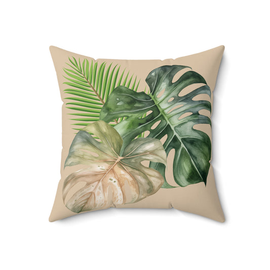 Tropical Leaves Spun Polyester Square Pillow - at Caribbean Rays