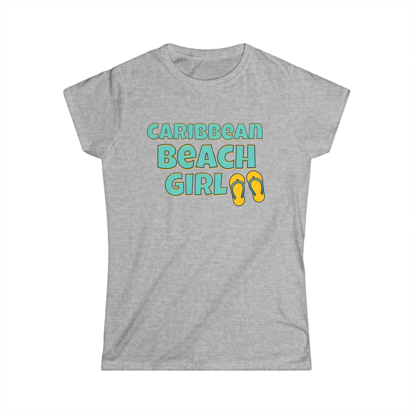 Caribbean Beach Girl T-Shirt — Women's Vacation Flip-Flop Tee