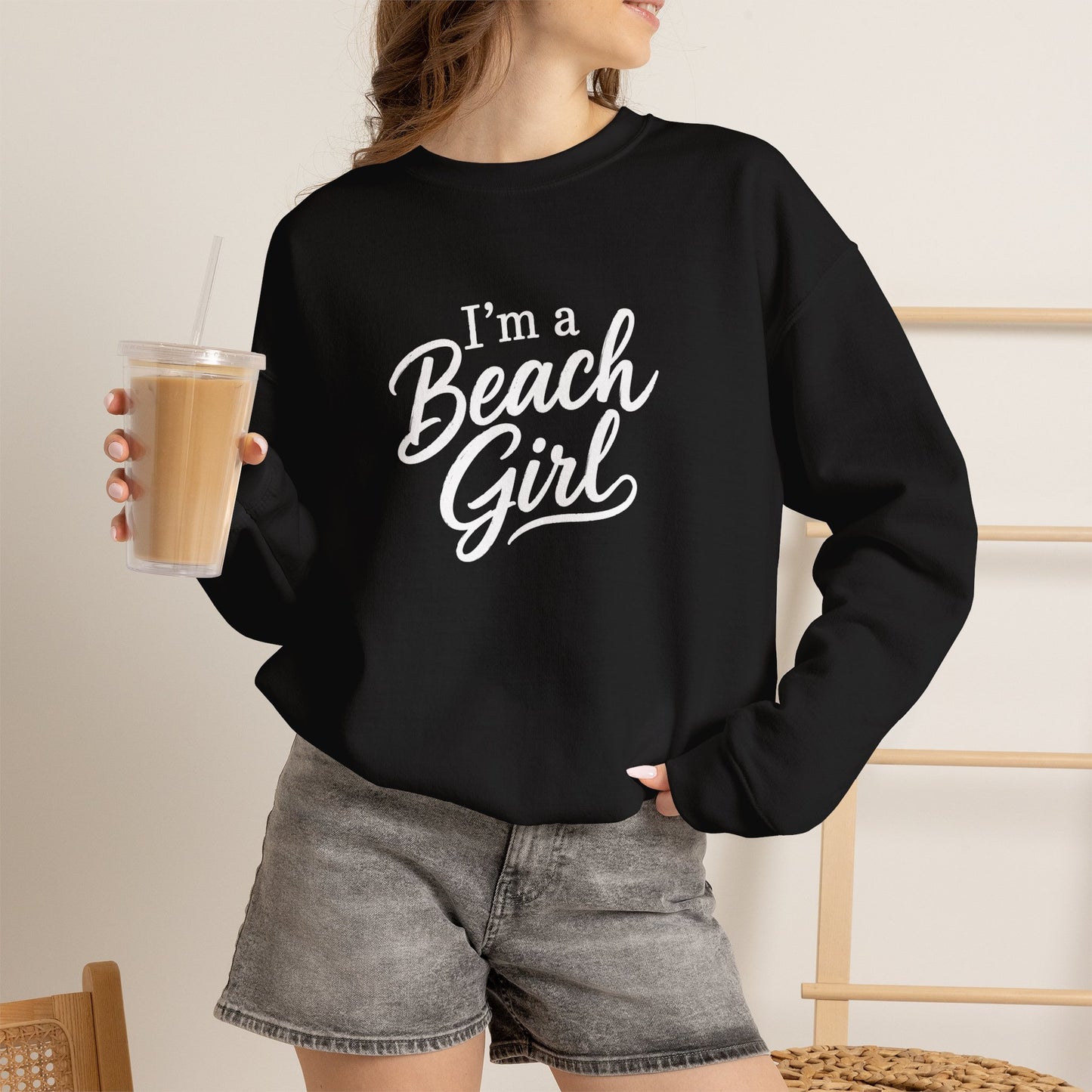 Beach Girl Sweatshirt — "I'm a Beach Girl" Cozy Crewneck