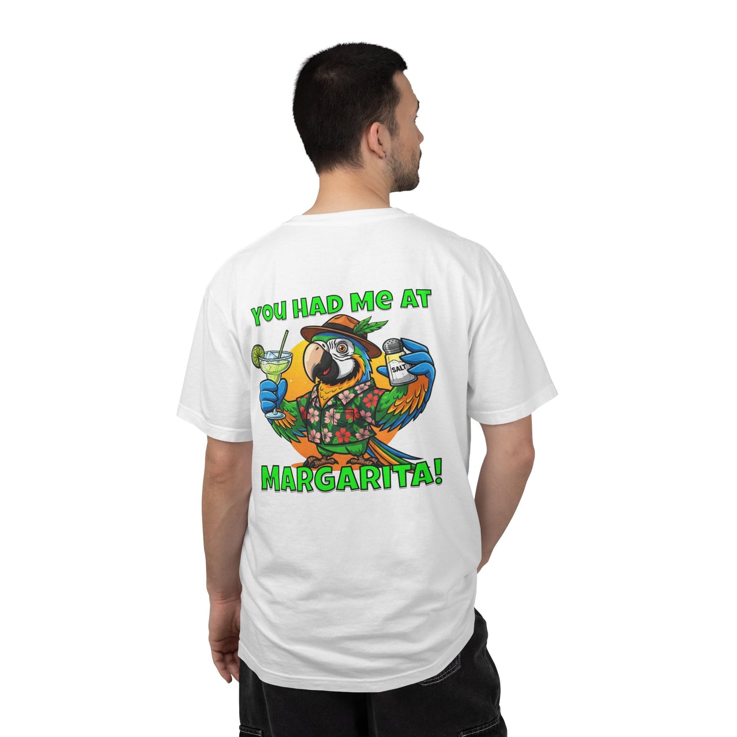 You Had Me at Margarita T-Shirt — Tropical Parrot Cocktail Tee