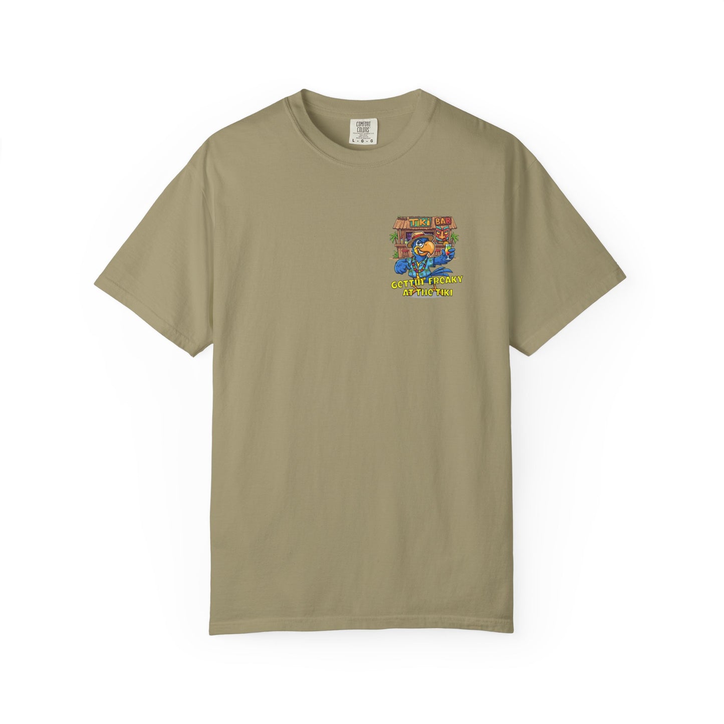 Gettin' Freaky at the Tiki Dancing Parrot Comfort Colors T-shirt
