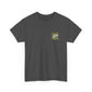 Dark gray t-shirt with an astronaut reading a newspaper graphic on a white background
