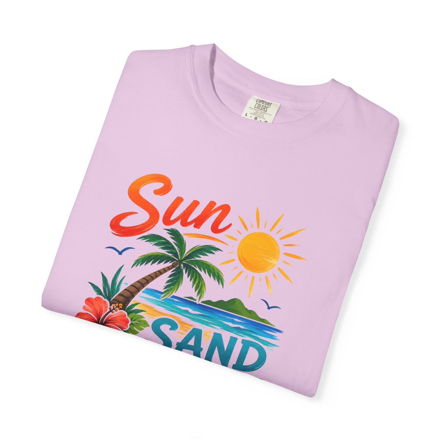 Sun, Sand & Sea T-Shirt – Tropical Beach Palm Tree Graphic Tee