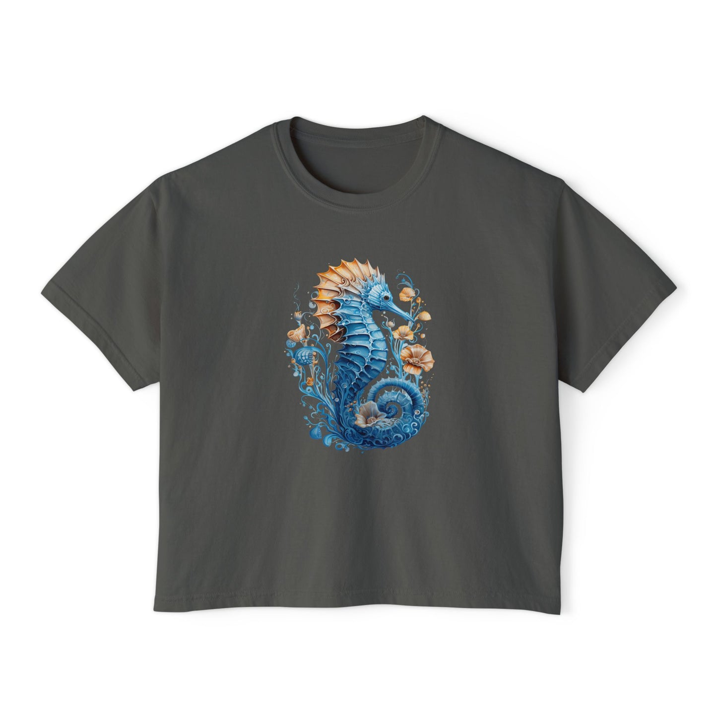 Seahorse Watercolor Women's Boxy Tee at Caribbean Rays