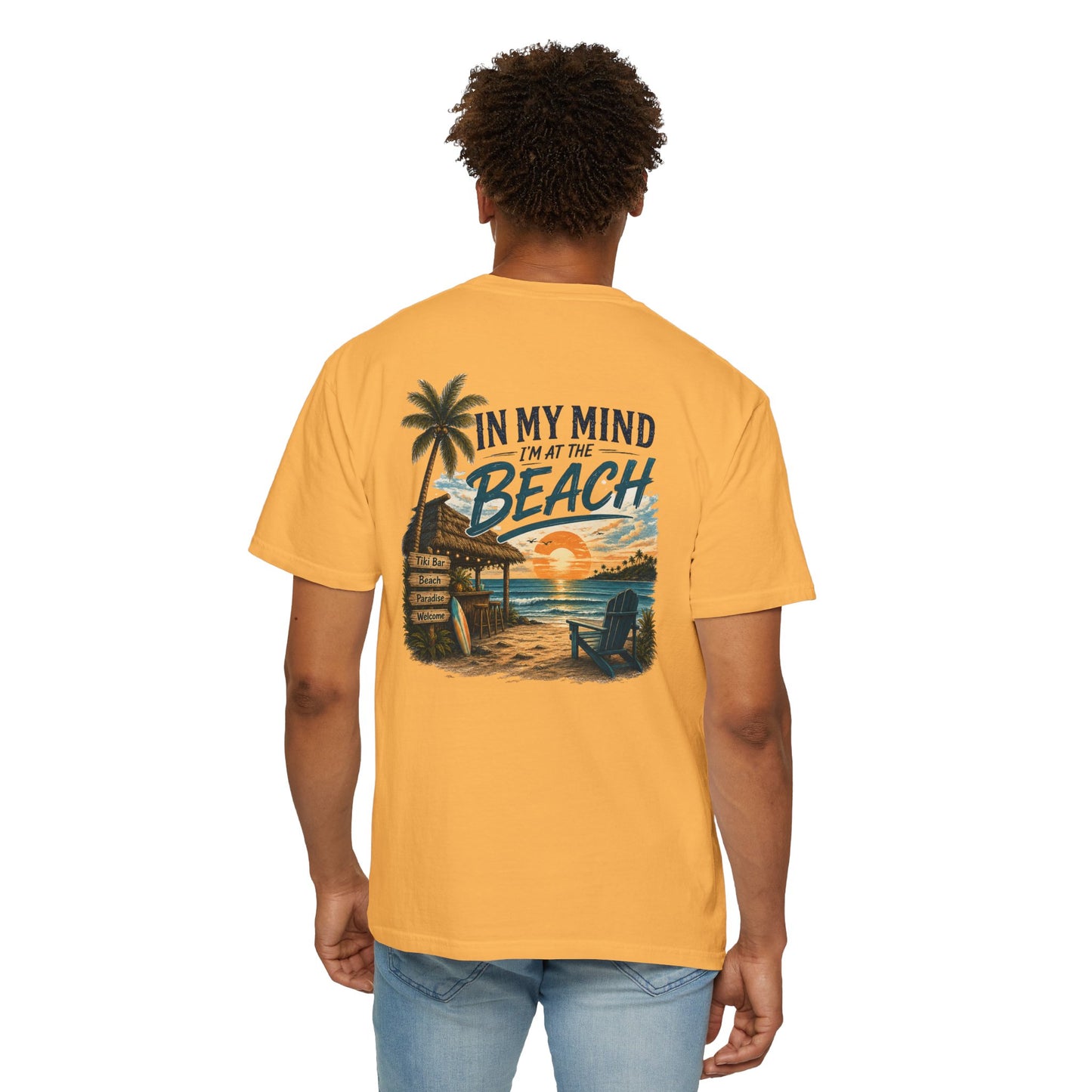 Beach Sunset T-Shirt — "In My Mind I'm at the Beach" Vintage Coastal Tee