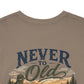 T-Shirt — "Never Too Old to Fish" Fishing Tee (Sunset Lake Design)