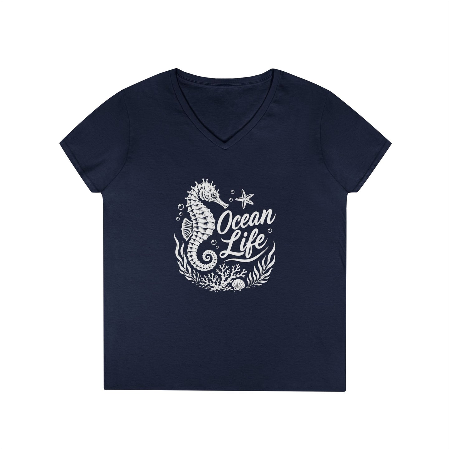 Ocean Life Seahorse V-Neck Tee