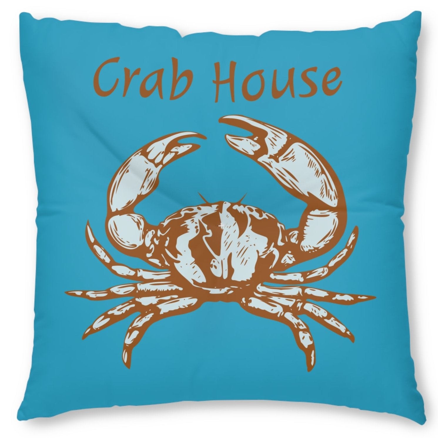 Crab House Tufted Floor Pillow, Square, Coastal Decor- Caribbean Rays