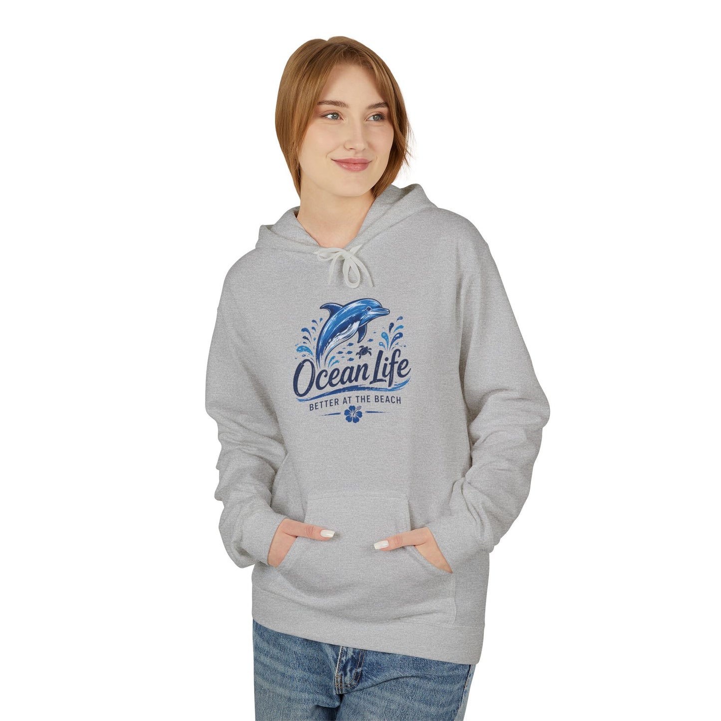 Ocean Life Hoodie - Beach Vibes Dolphin Surf Graphic