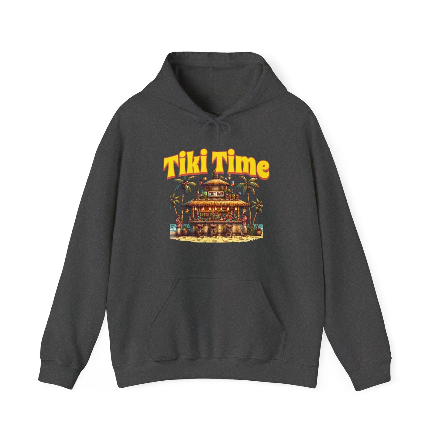 Tiki Time Unisex Hooded Sweatshirt - Tropical Vibes for Vacation Lovers on Caribbean Rays