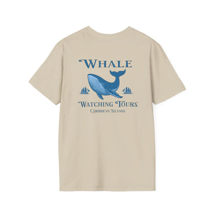 Whale Watching Tours Unisex Softstyle T-Shirt on Caribbean Rays
