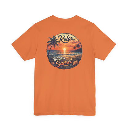 Sunset Beach Tee — "Relax Watch a Sunset" Graphic T-Shirt