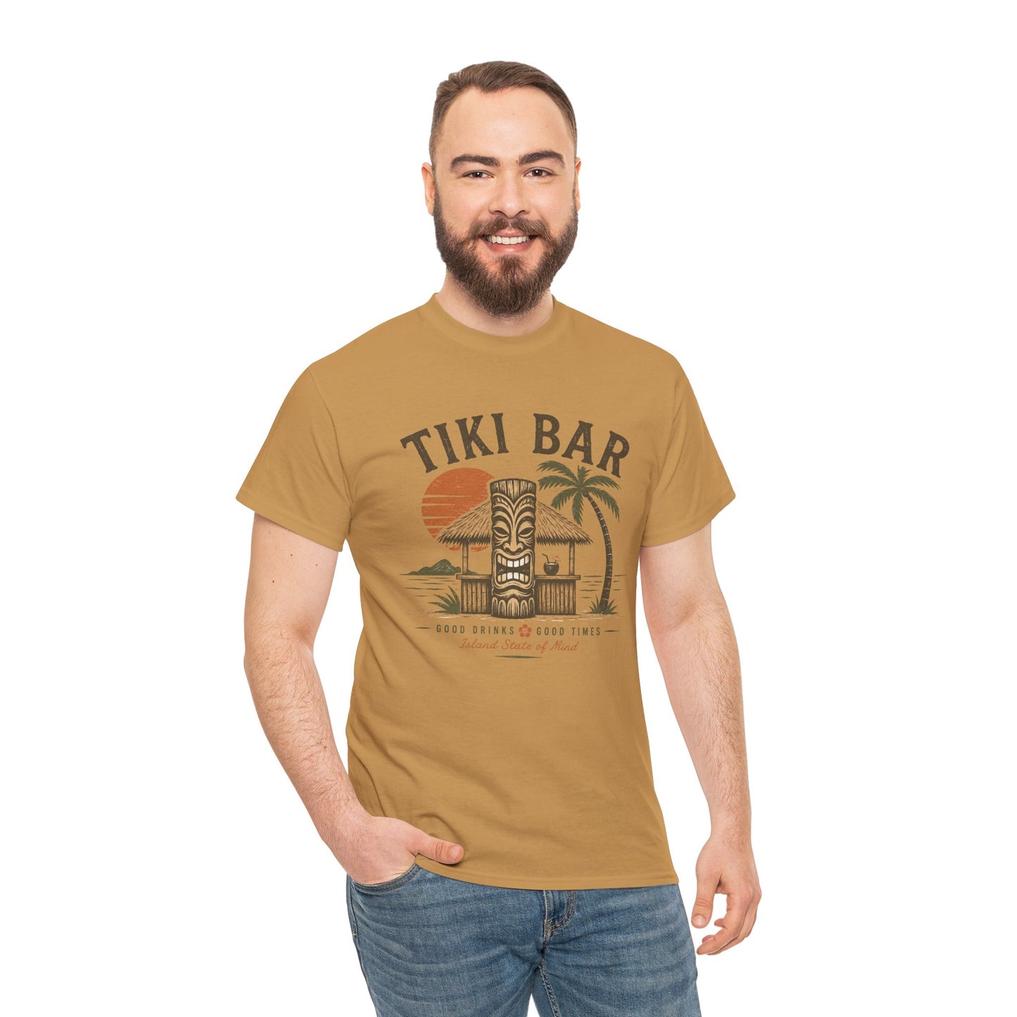 Tiki Bar Vintage Sunset Tee — Tropical Luau Beach Shirt