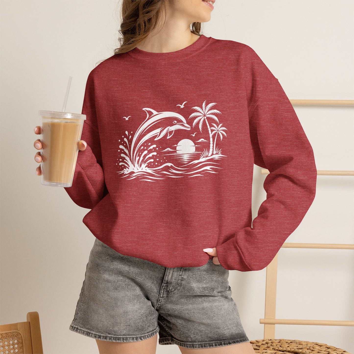 Dolphin Sunset Crewneck Sweatshirt