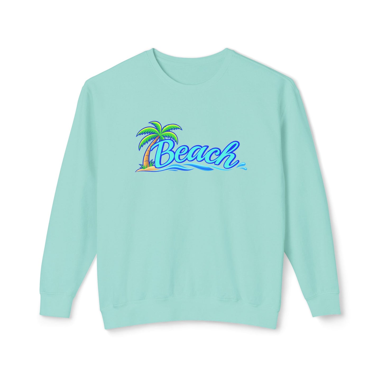 Beach Graphic Crewneck Sweatshirt — Palm Tree Retro Surf Vibe