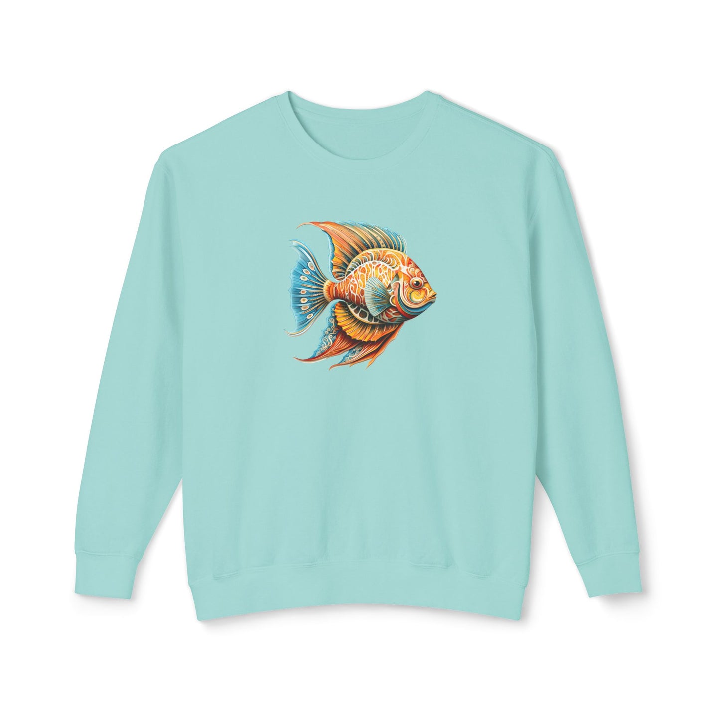 Beach Club Vibrant Fish Art Unisex Lightweight Crewneck Sweatshirt