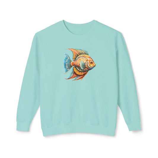 Beach Club Vibrant Fish Art Unisex Lightweight Crewneck Sweatshirt