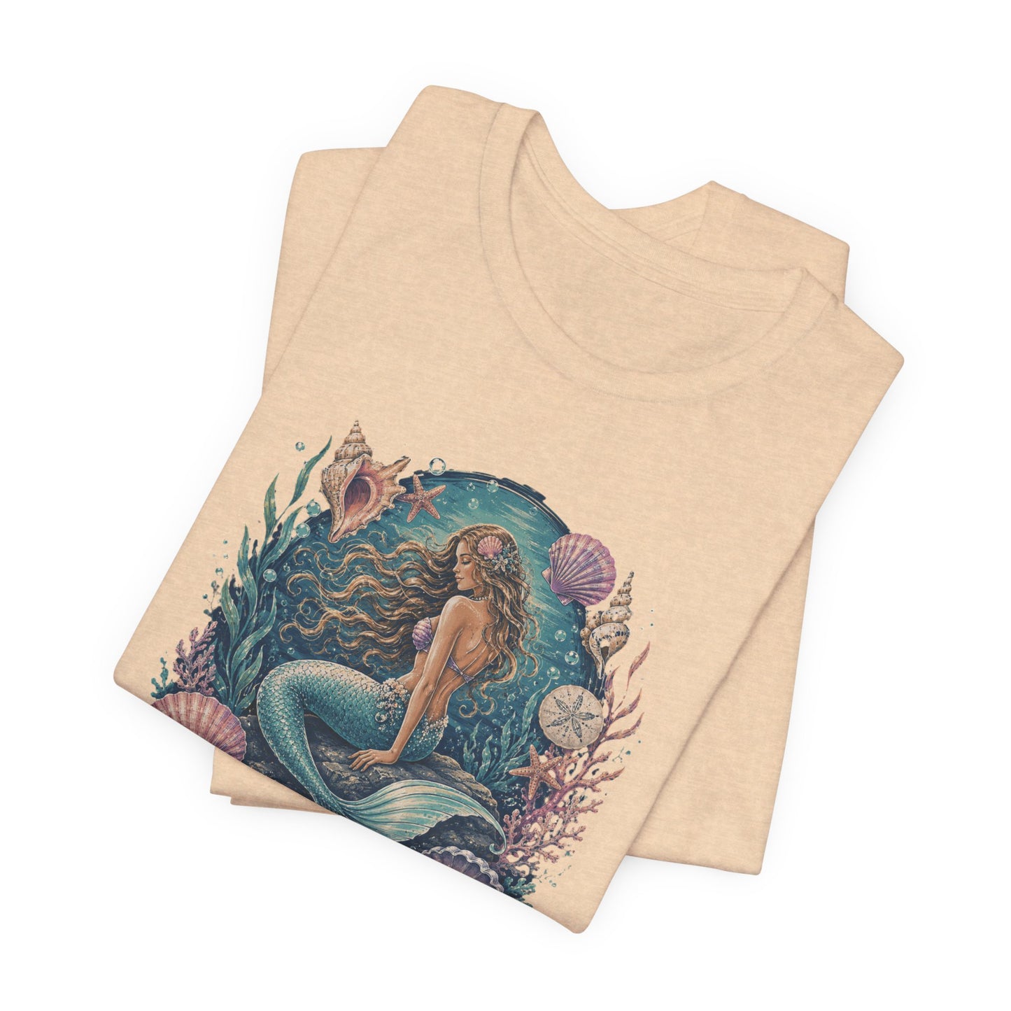 Mermaid Beach Graphic Tee - Vintage Ocean Illustration T-Shirt
