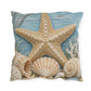 Coastal Starfish Outdoor Pillow — Beach Seashell Patio Cushion