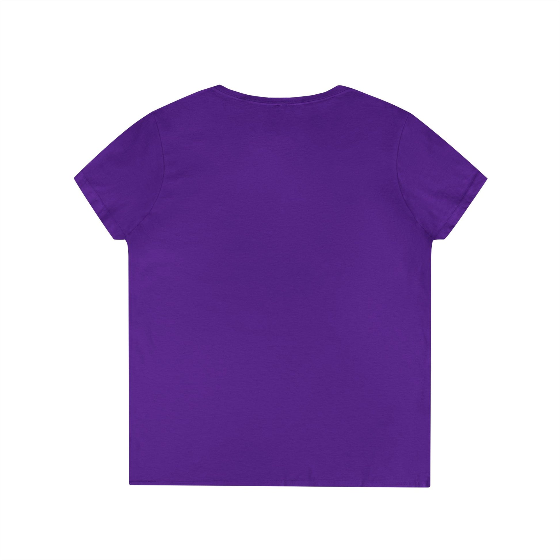Purple short-sleeve V-neck T-shirt, plain front.