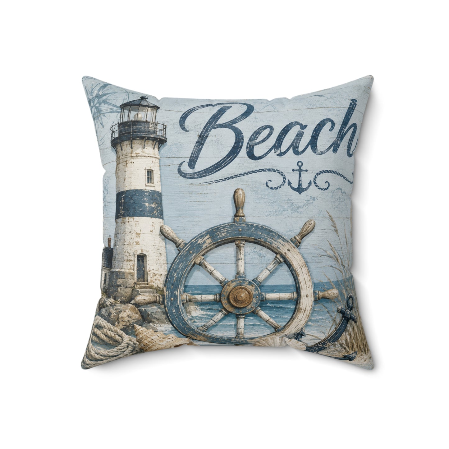 Beach Nautical Spun Polyester Square Pillow
