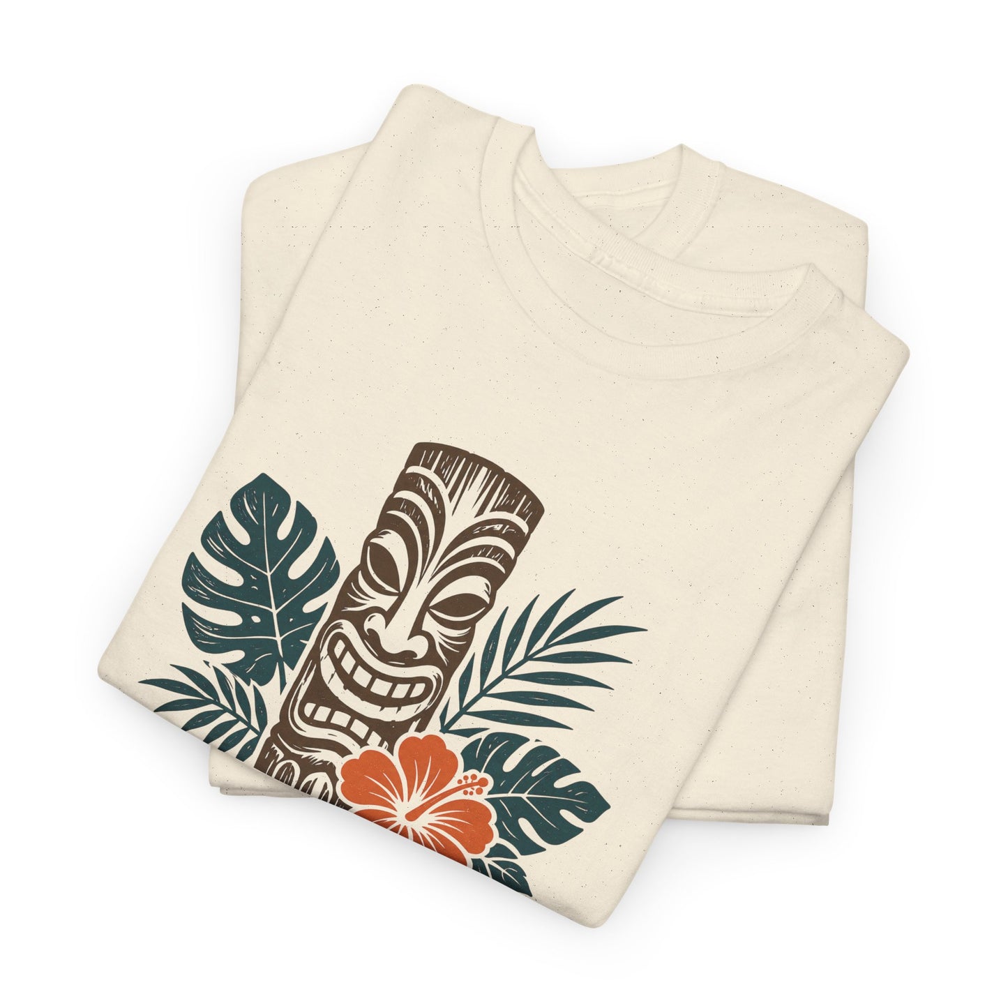 Island State of Mind T-Shirt — Tropical Tiki Tee with Hibiscus & Palm Leaves