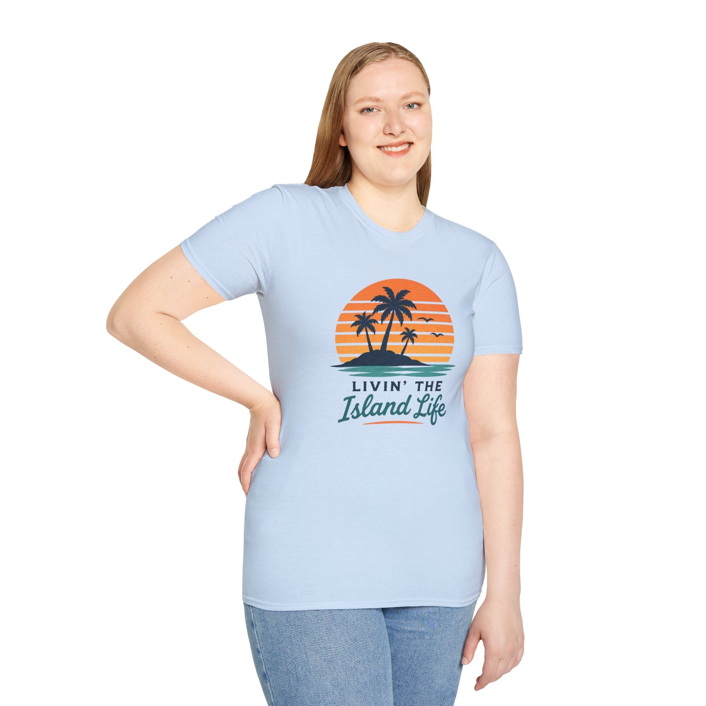 Island Life T-Shirt — "Livin' The Island Life" Retro Palm Sunset Tee