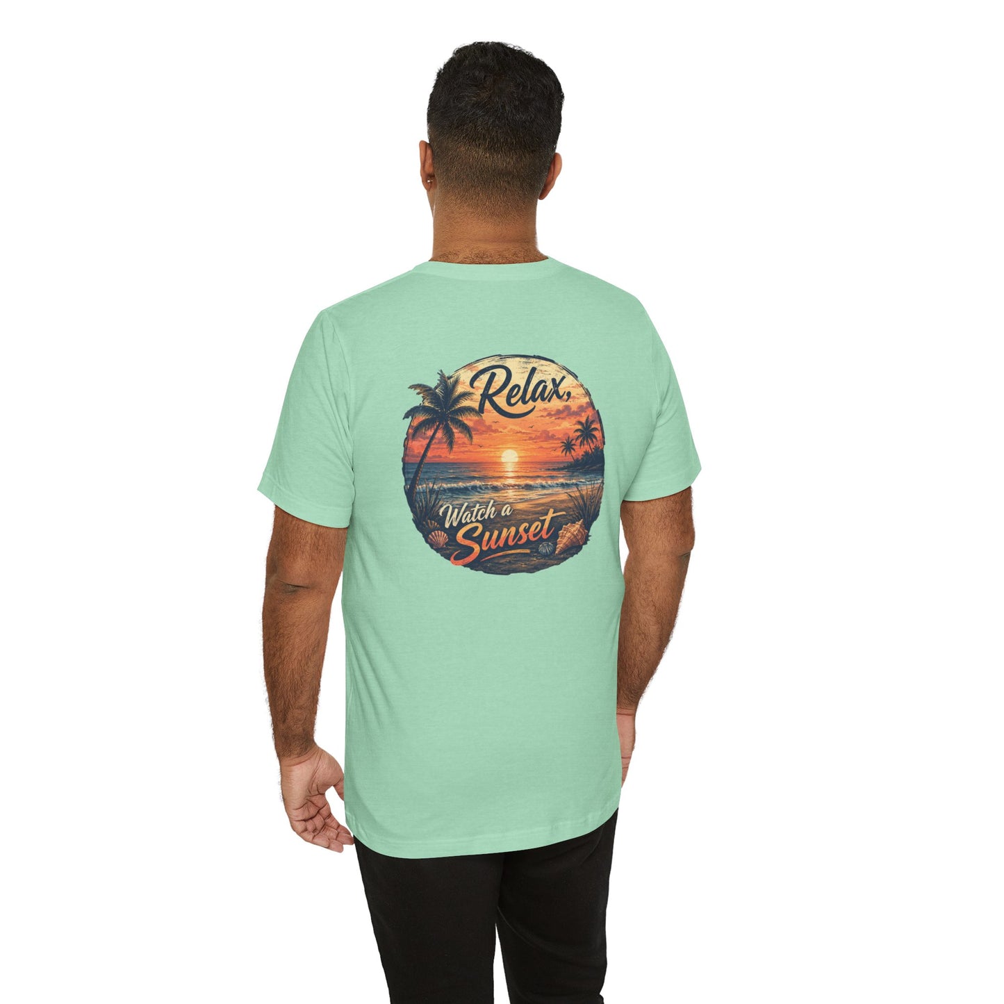 Sunset Beach Tee — "Relax Watch a Sunset" Graphic T-Shirt