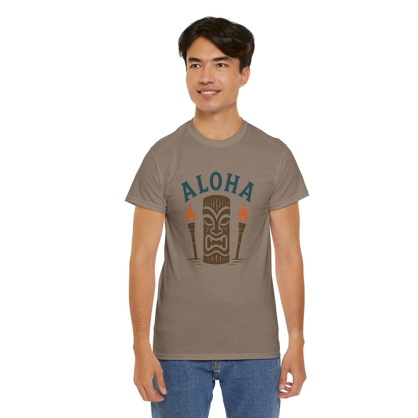 Aloha Tiki Tribal Tee with Torches- Tiki T-Shirt