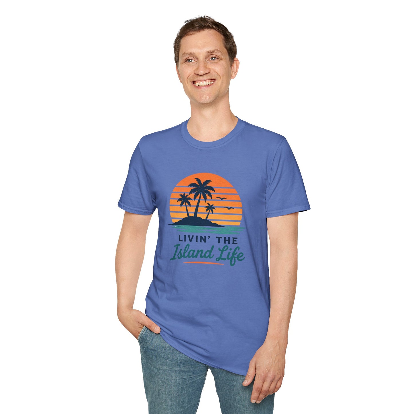 Island Life T-Shirt — "Livin' The Island Life" Retro Palm Sunset Tee