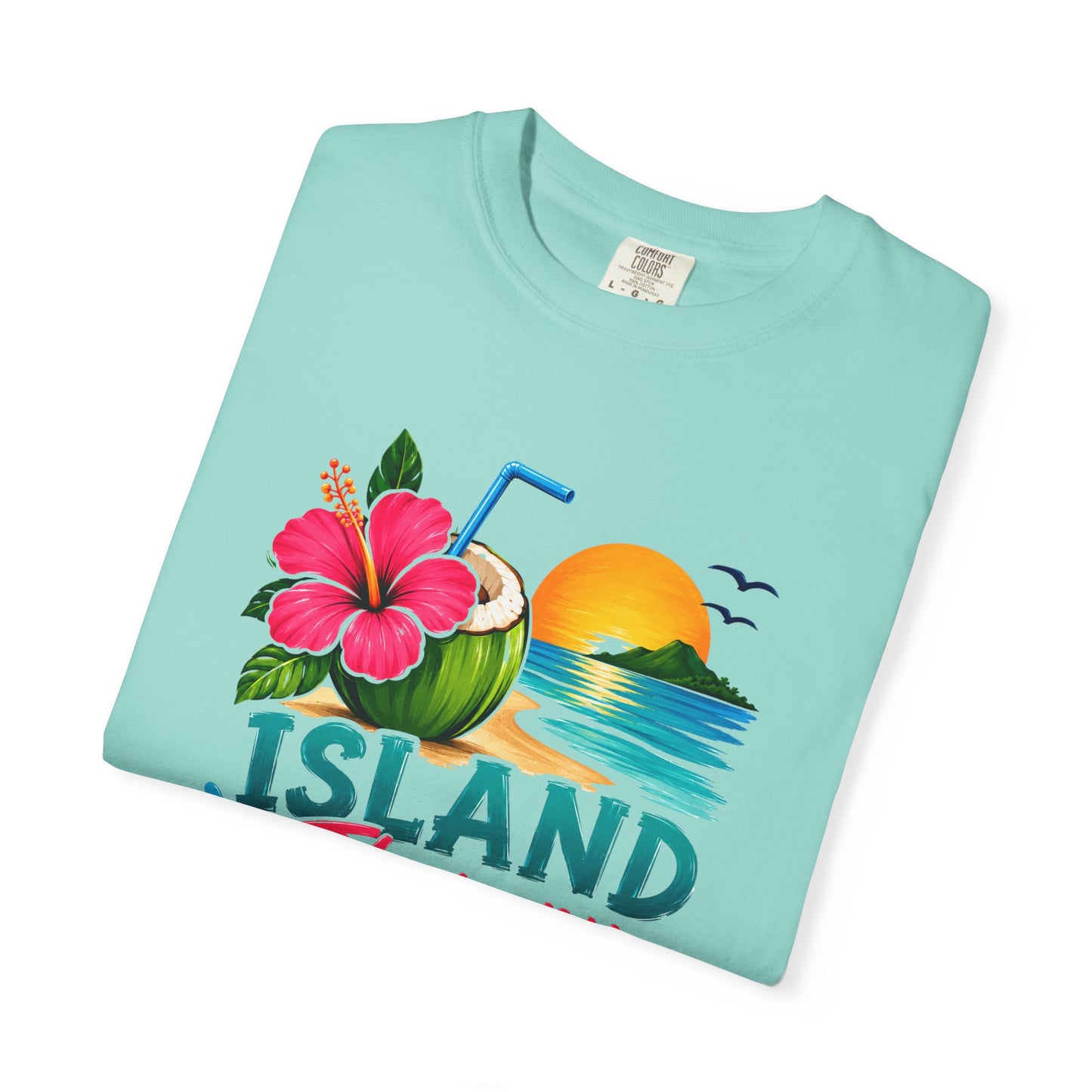 Island Therapy T‑Shirt — Tropical Sunset Coconut Drink Beach Tee