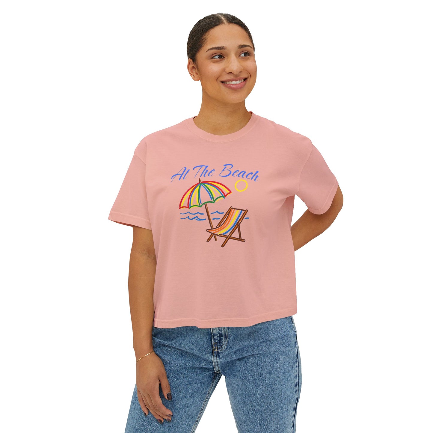 All The Beach Women's Boxy Tee – Beach Umbrella & Chair Summer Shirt