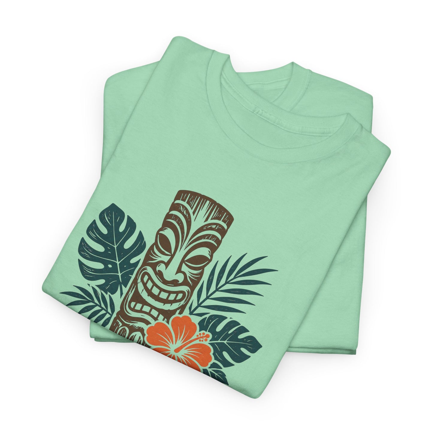 Island State of Mind T-Shirt — Tropical Tiki Tee with Hibiscus & Palm Leaves