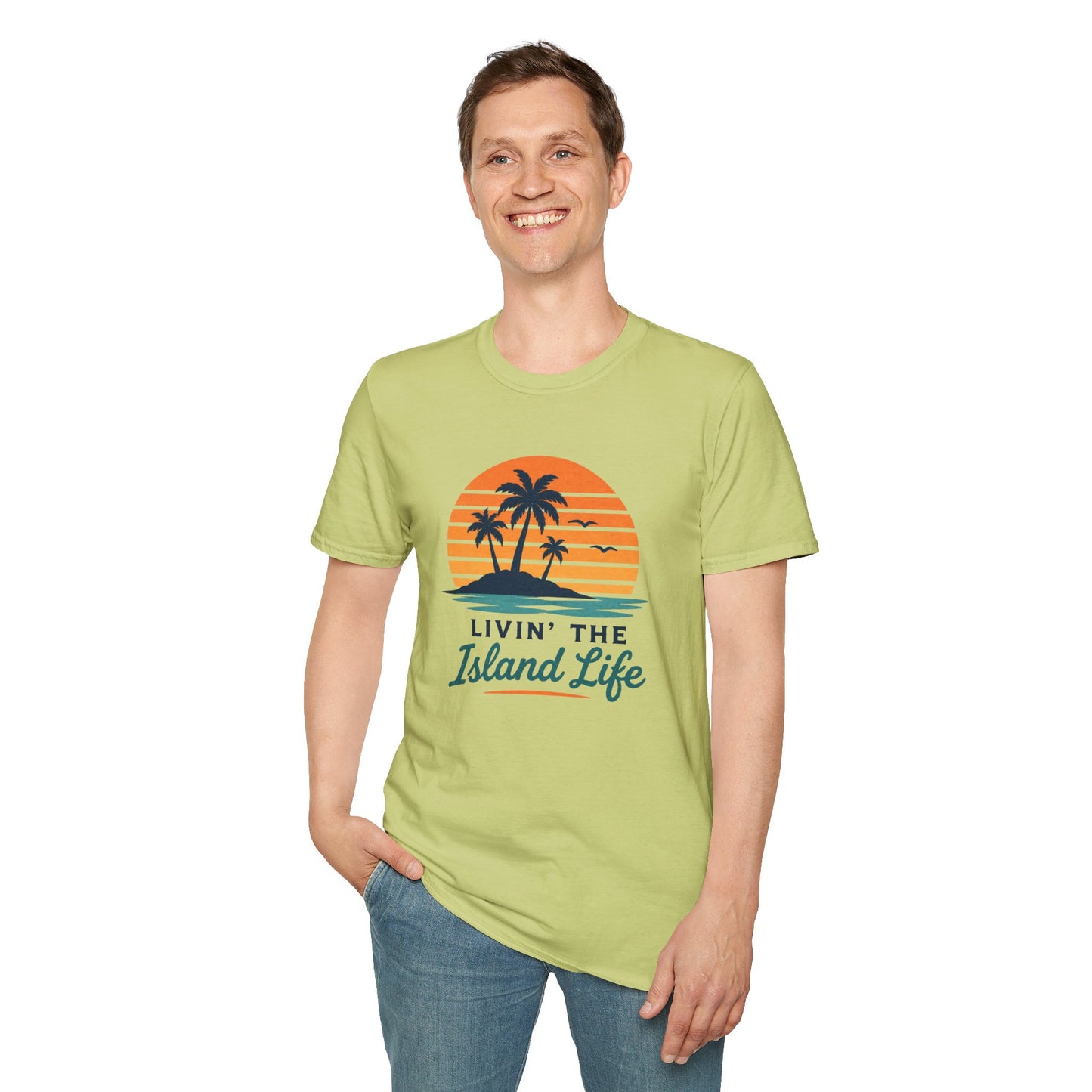 Island Life T-Shirt — "Livin' The Island Life" Retro Palm Sunset Tee